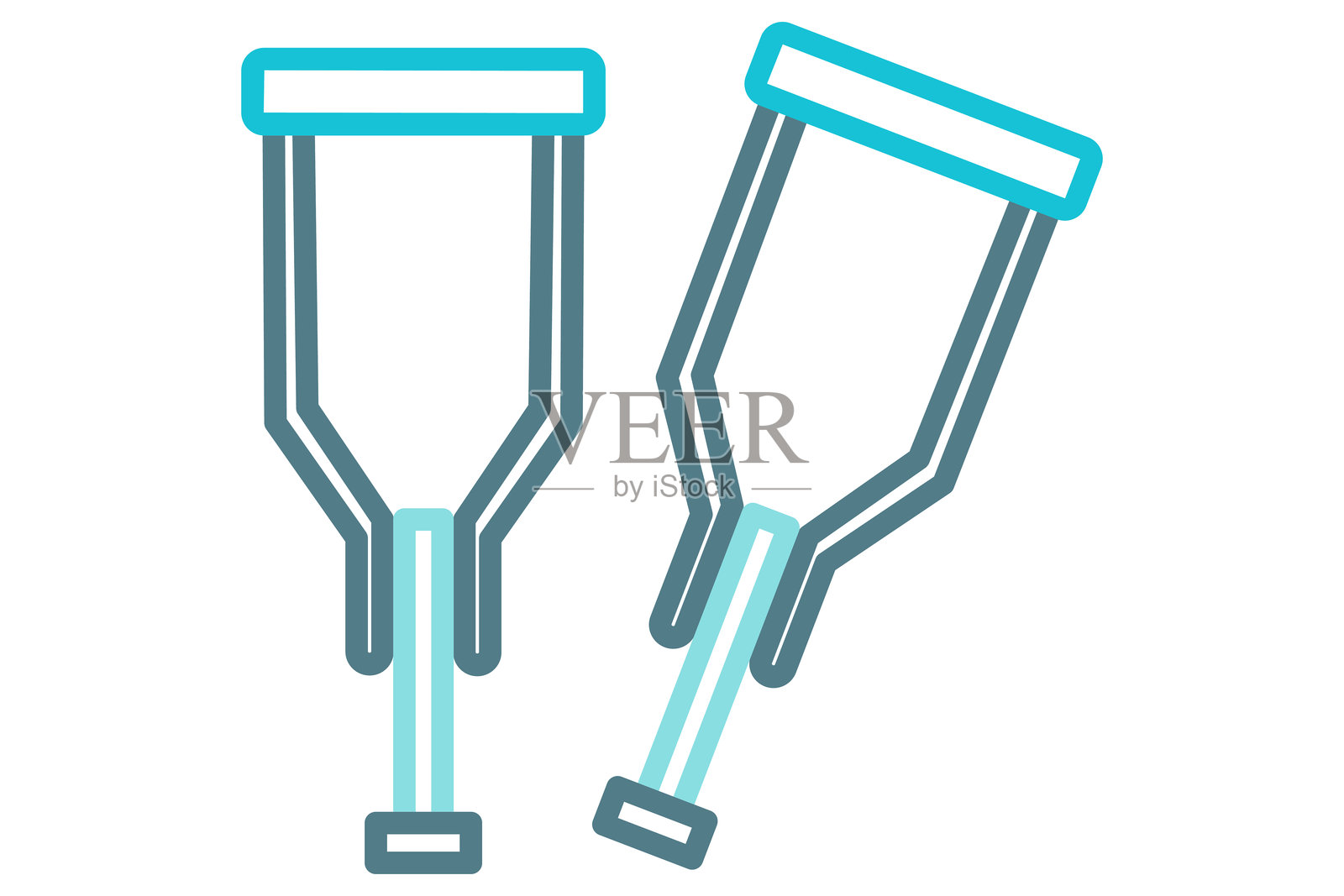 拐杖图标。线条图标风格。与医疗相关的图标。健康元素矢量插图。插画图片素材