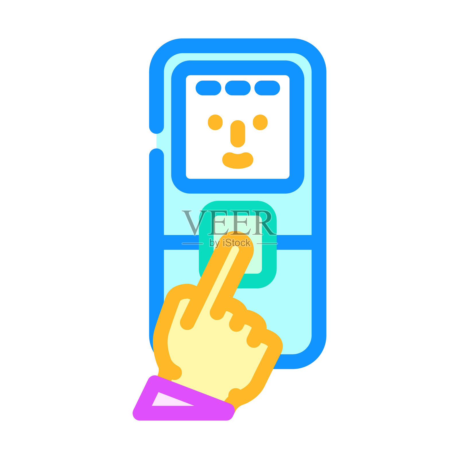 门禁生物识别彩色图标矢量图插画图片素材