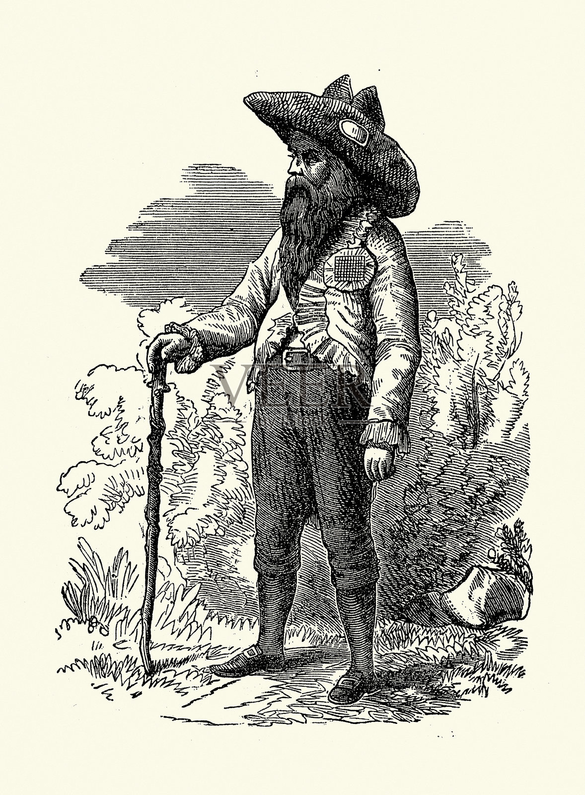 威廉·洛尔,牛顿·伯戈兰的隐士,莱斯特郡,维多利亚时代19世纪,复古插图插画图片素材