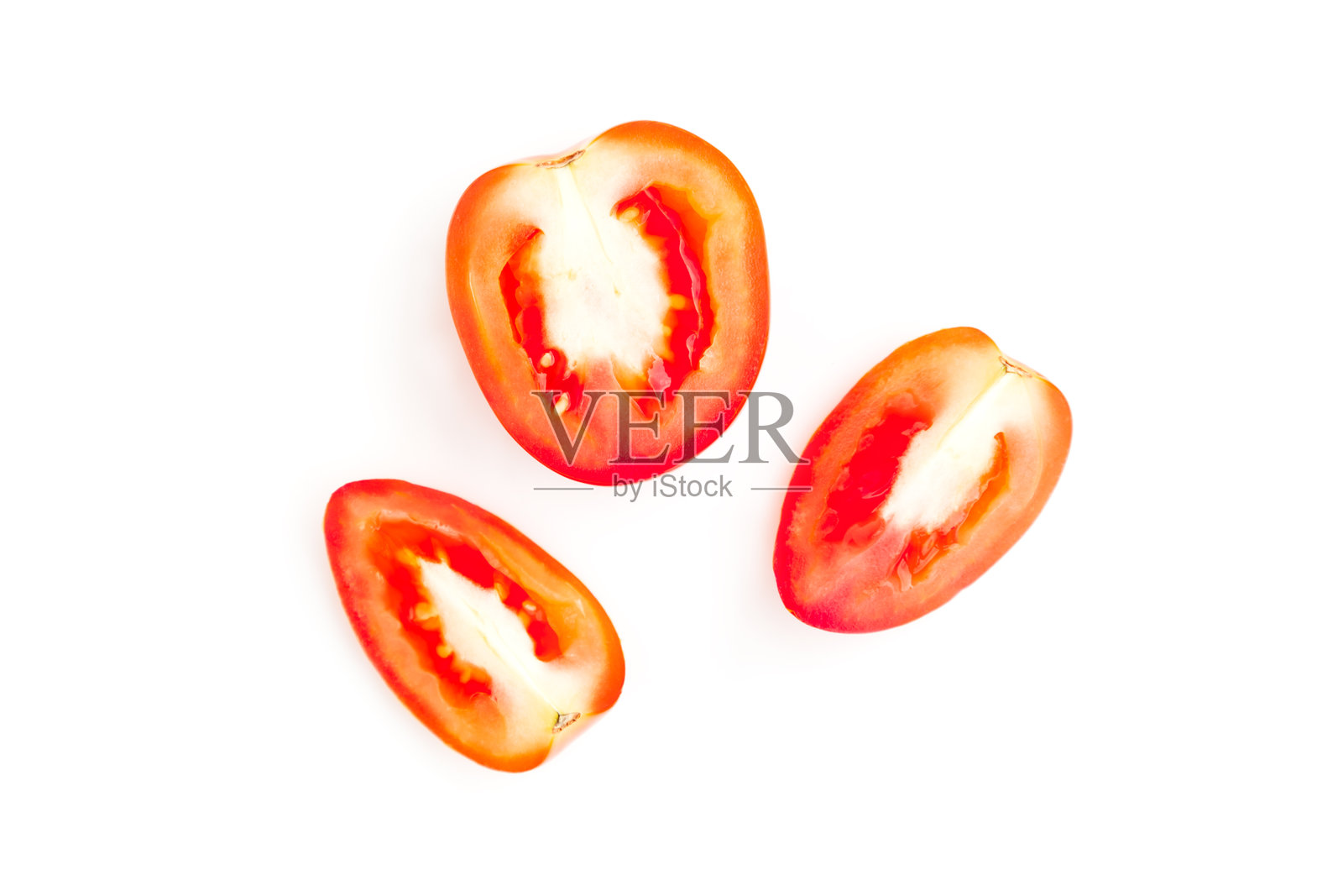 红色番茄切片,孤立在白色背景上,成熟的番茄,食品原料照片摄影图片