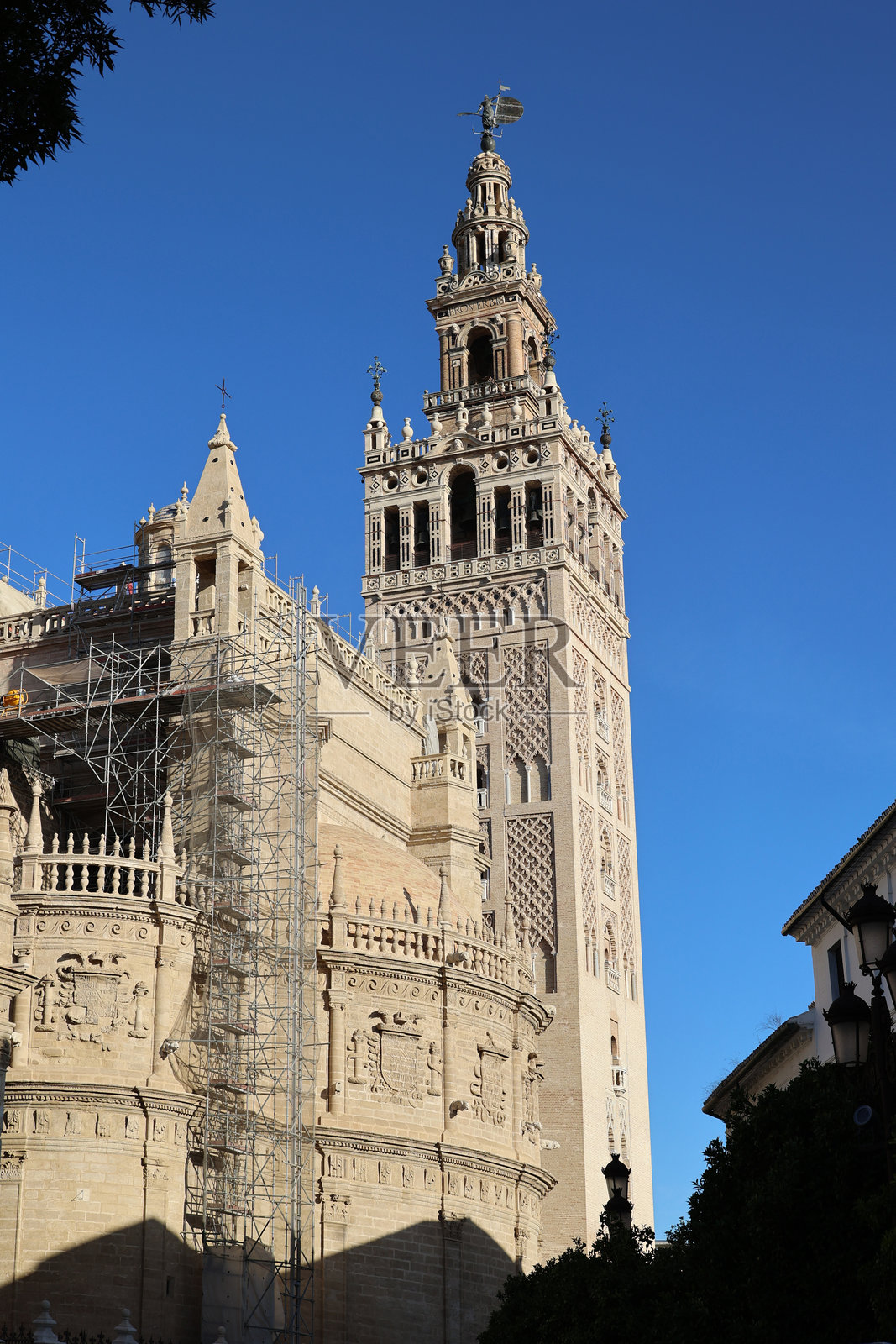 塞维利亚大教堂的吉拉尔达钟楼,安达卢西亚,西班牙照片摄影图片