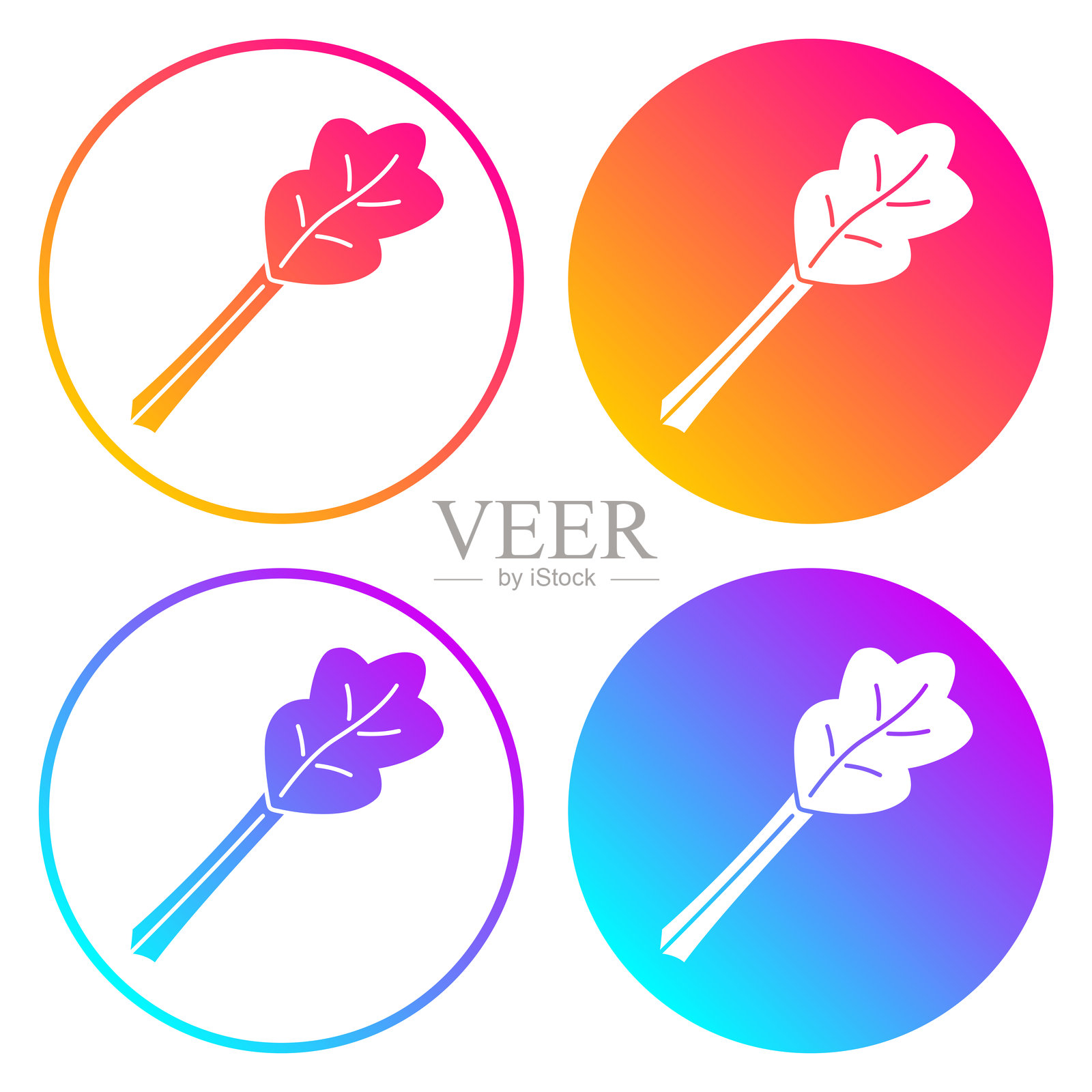 大黄。带有渐变色的圆形图标插画图片素材