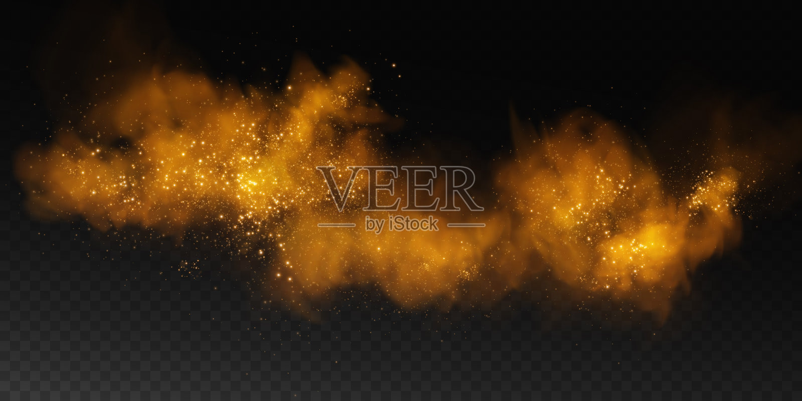 雾或烟,地板上的橙色烟雾云,独立透明特效。矢量图,陆地或水面上的晨雾,魔法雾霾。插画图片素材