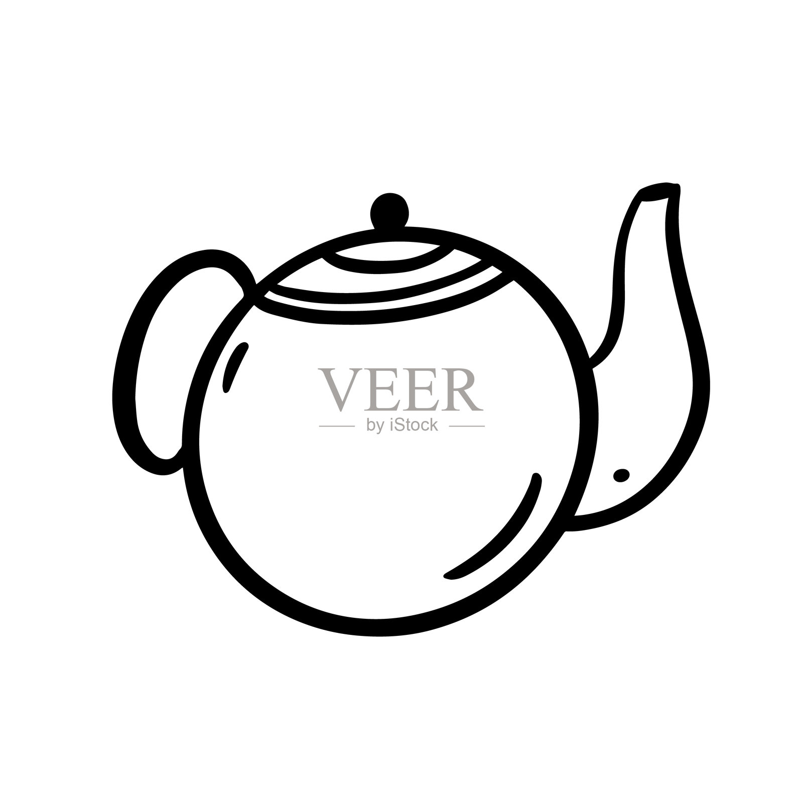 优雅时尚的简单茶壶插图,完美适合您的厨房装饰需求插画图片素材