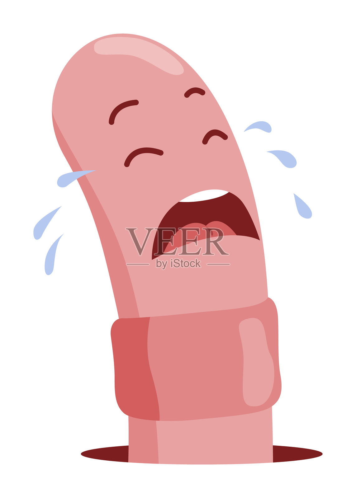 搞笑的哭泣虫子。地球虫卡通角色,野生自然。儿童插图中的昆虫。插画图片素材