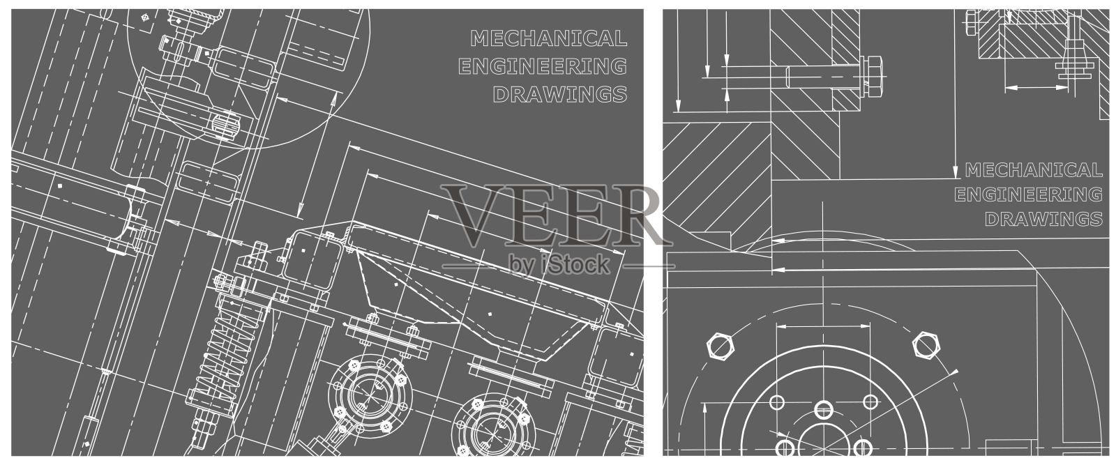发动机管线图蓝图插画图片素材