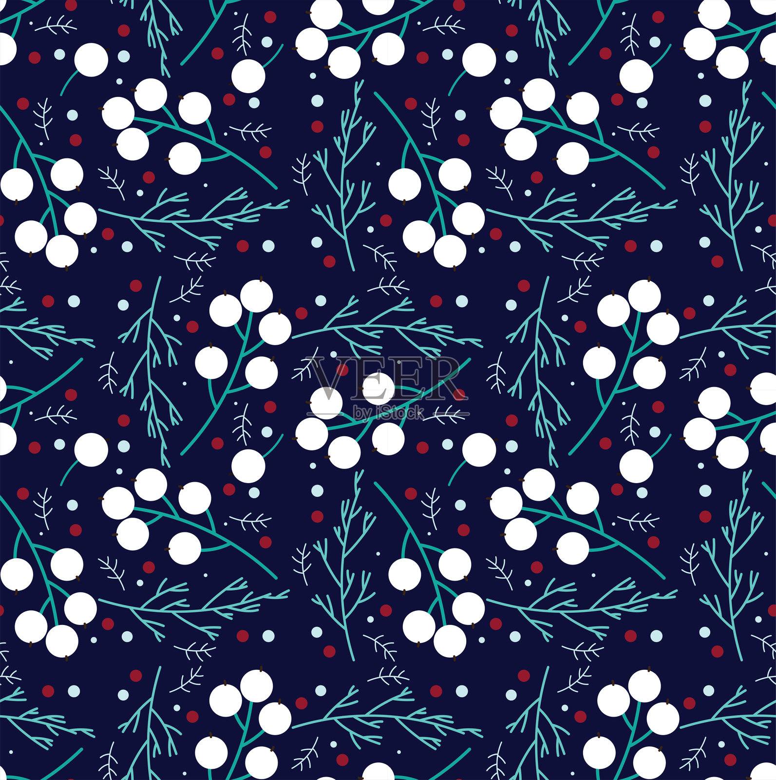 冬季无缝花卉图案插画图片素材