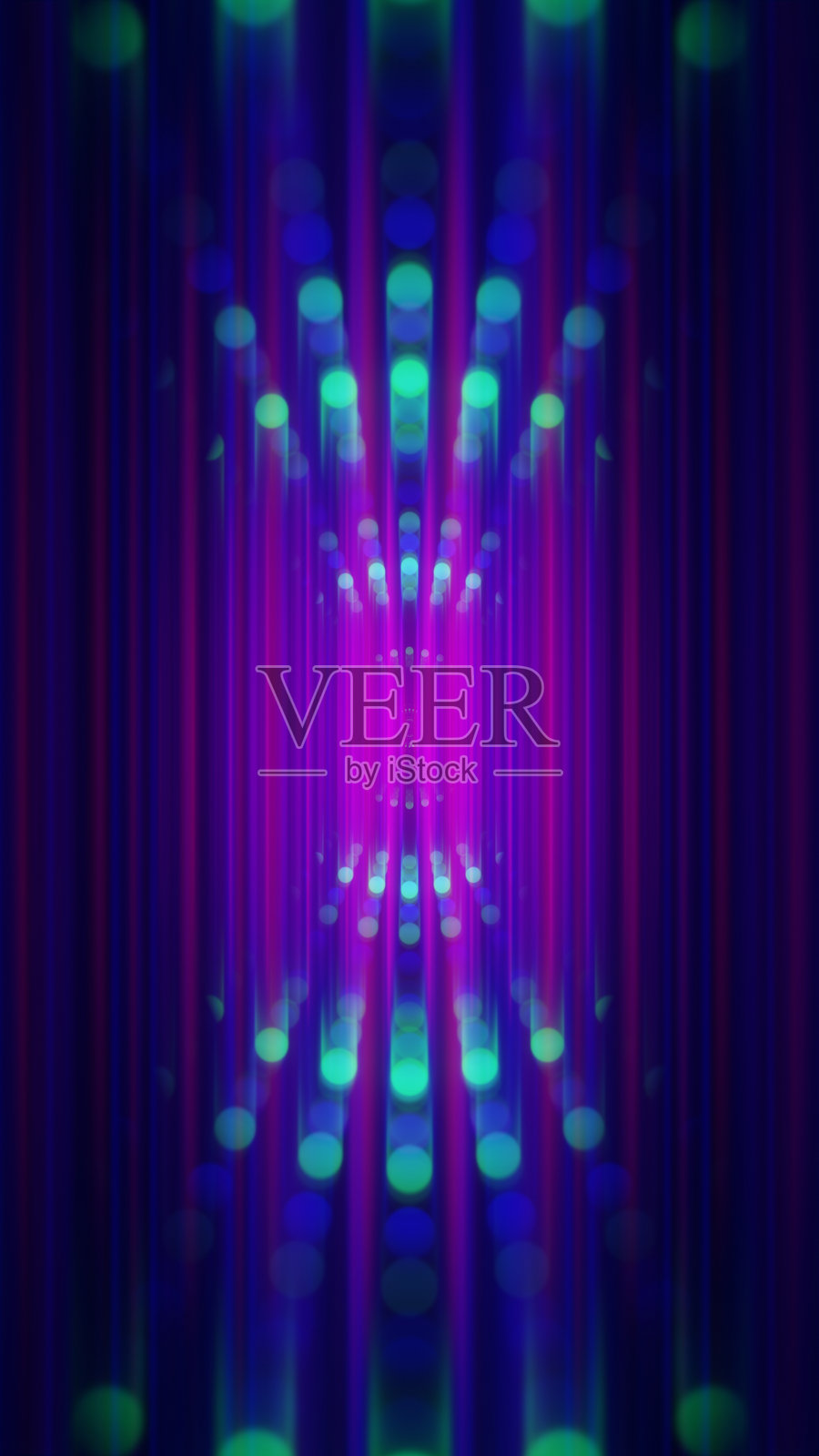 抽象的彩色霓虹同心圆在黑色背景上照片摄影图片