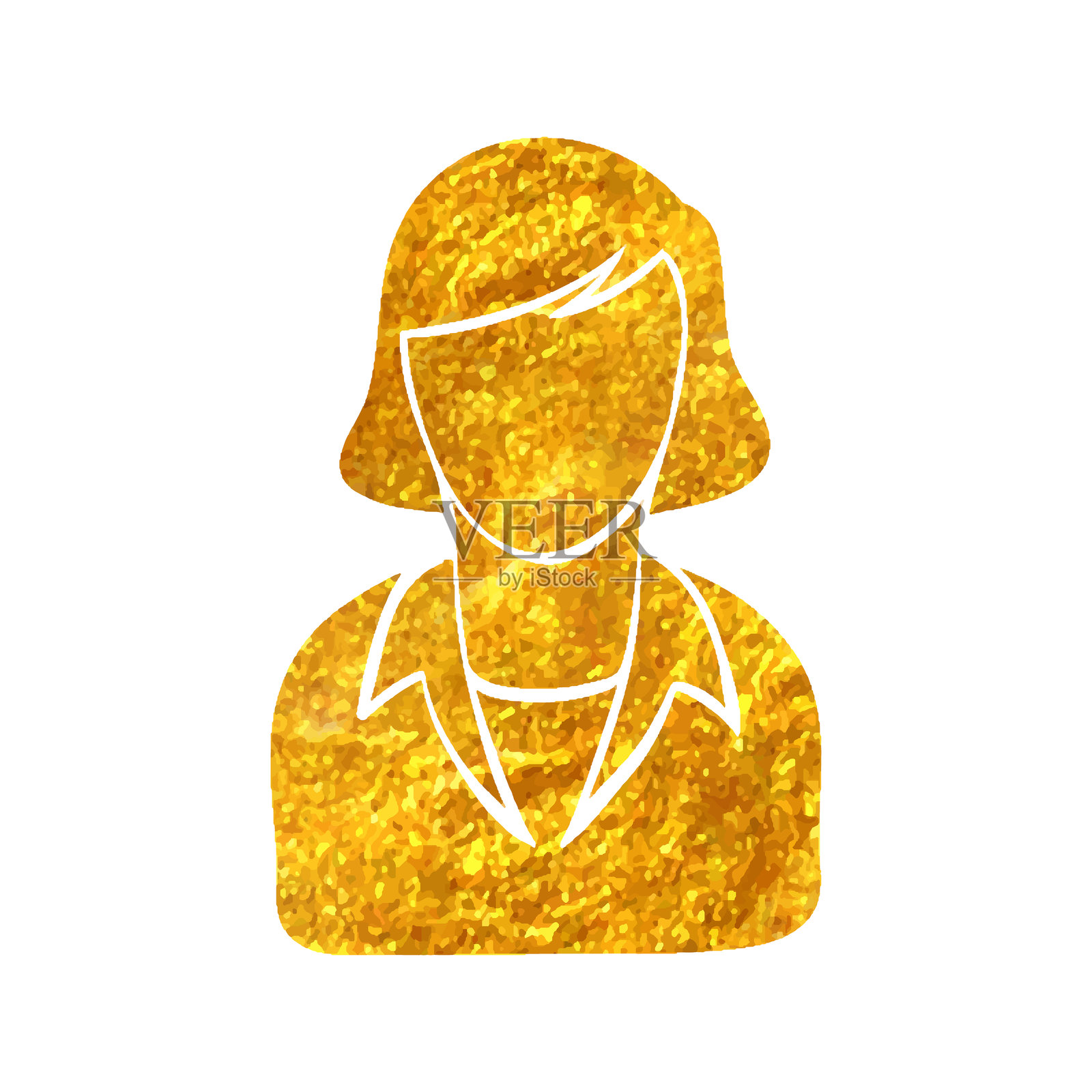 手绘金箔纹理图标 女性接待员插画图片素材