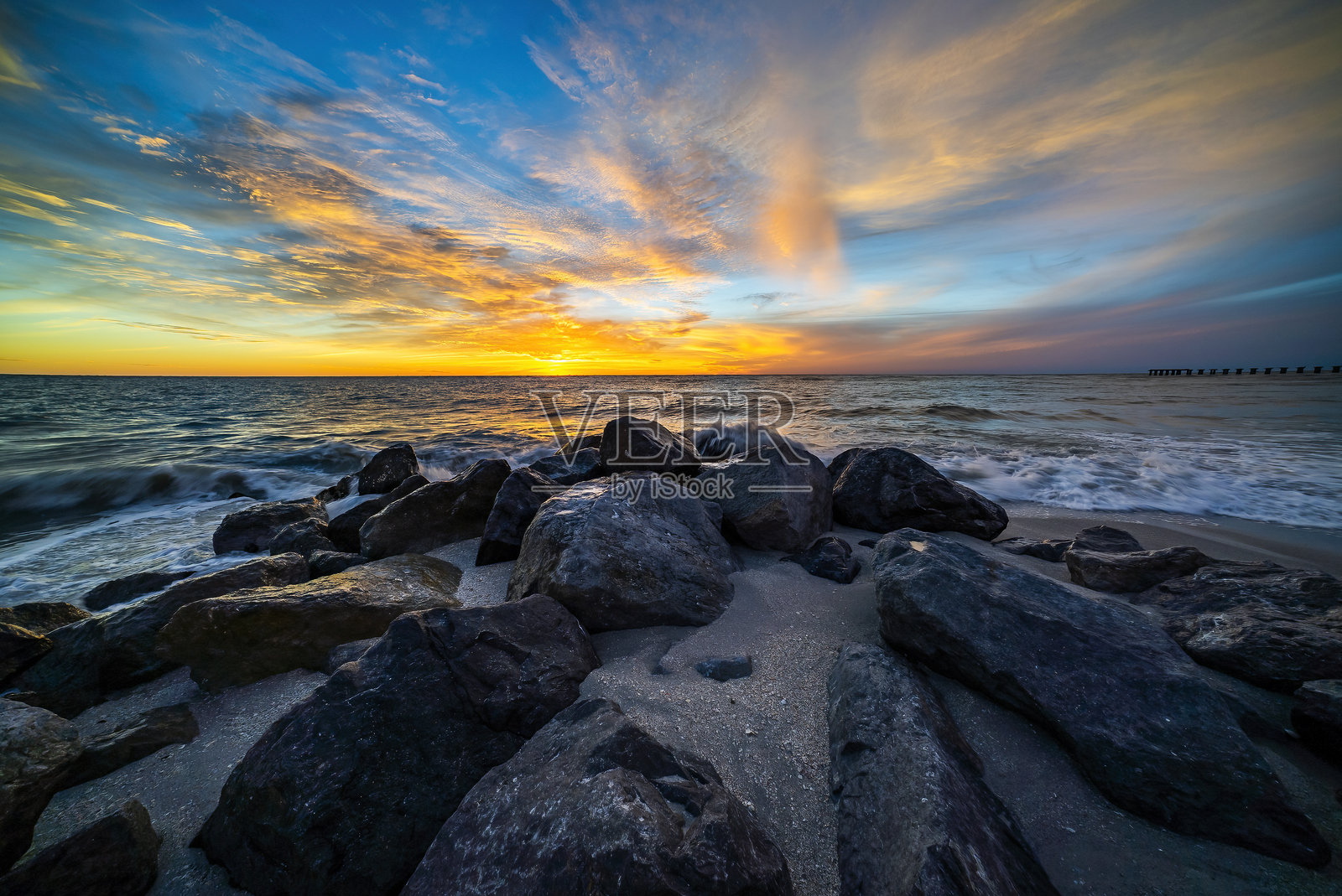 佛罗里达州加斯帕里拉岛海滩日落照片摄影图片