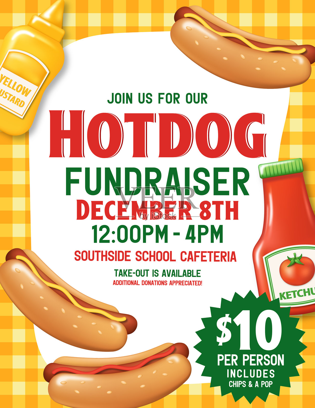 3D风格热狗募捐海报模板插画图片素材