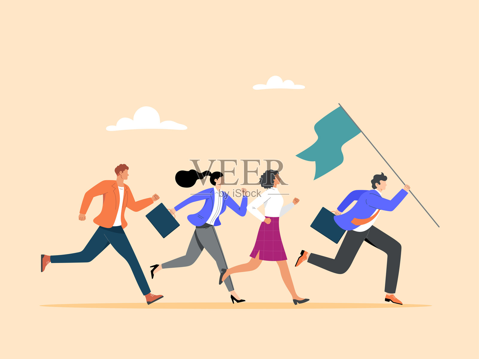 领导者决心带领团队走向成功插画图片素材