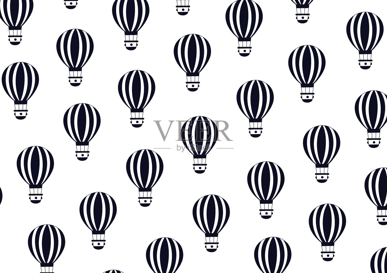复古无缝旅行气球图案。无缝热气球背景。气球图案。插画图片素材
