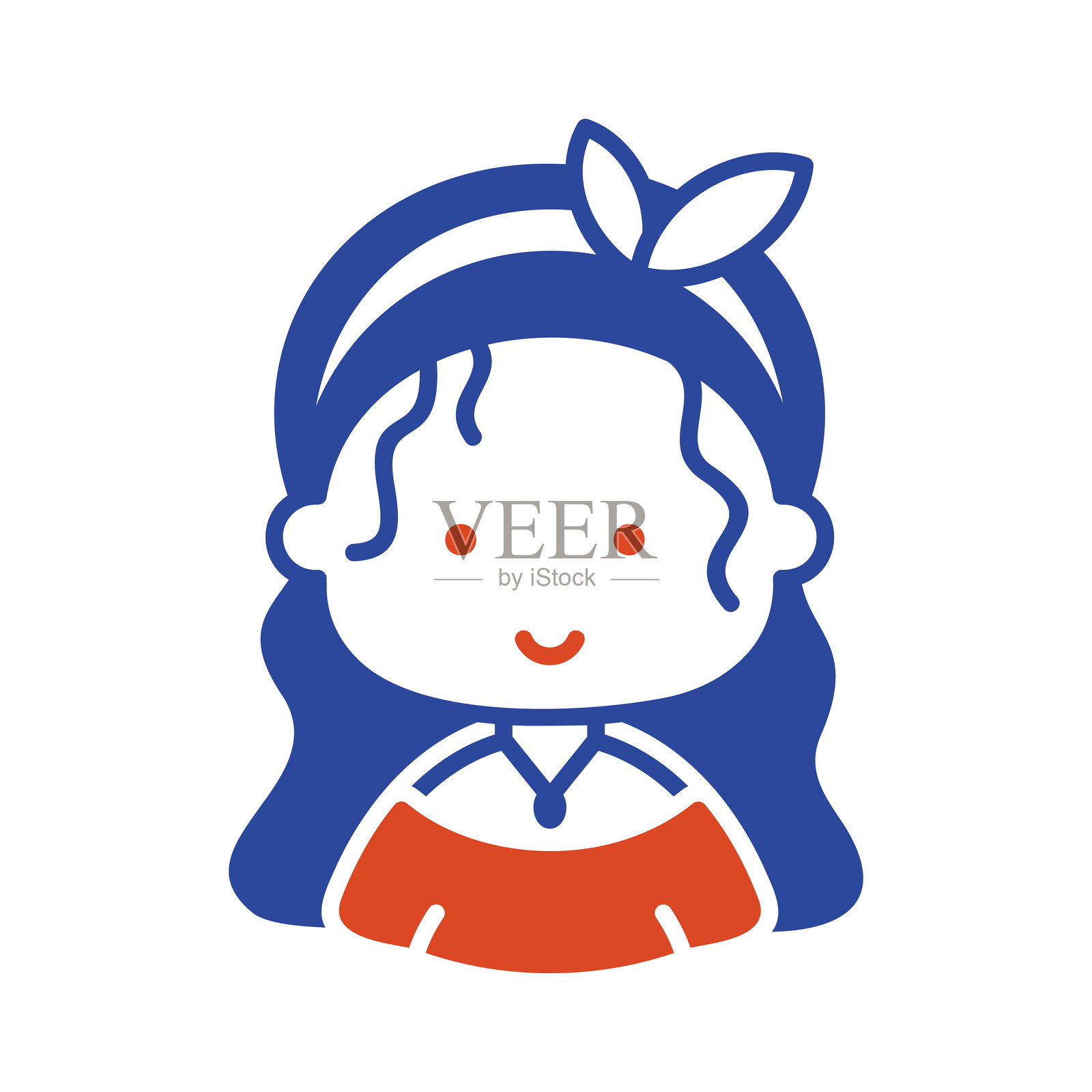 长直发女性女孩矢量图标插画图片素材