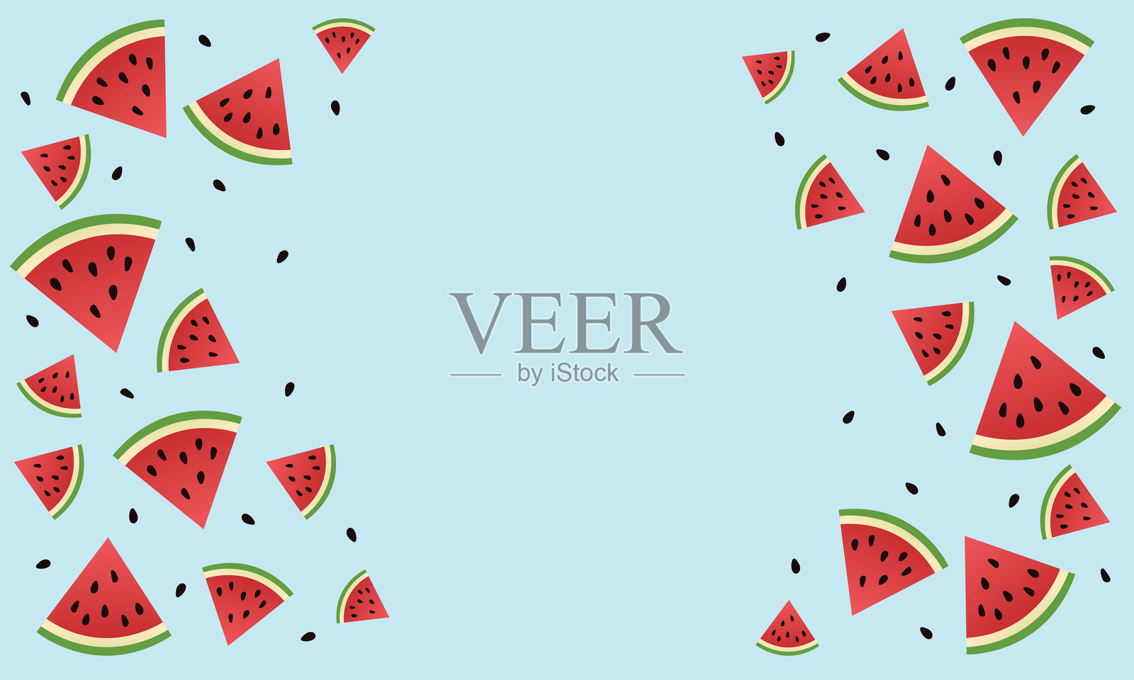 夏季西瓜切片与背景矢量图插画图片素材