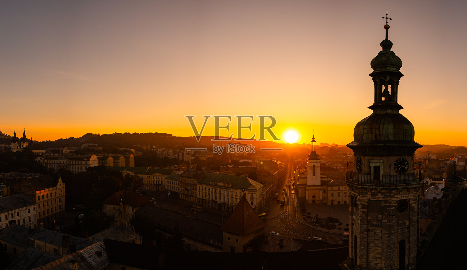 利沃夫的全景航拍视图照片摄影图片