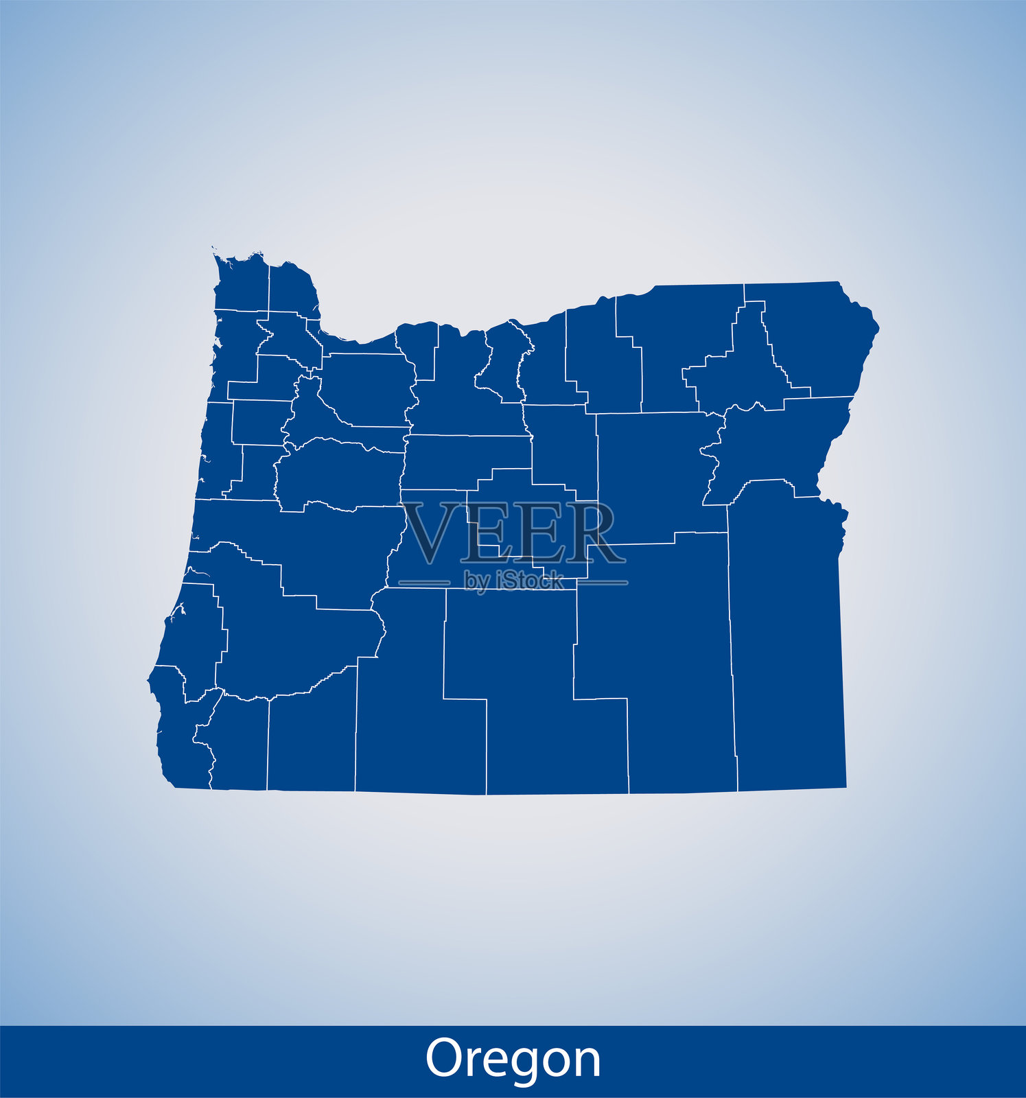 俄勒冈州地图插画图片素材