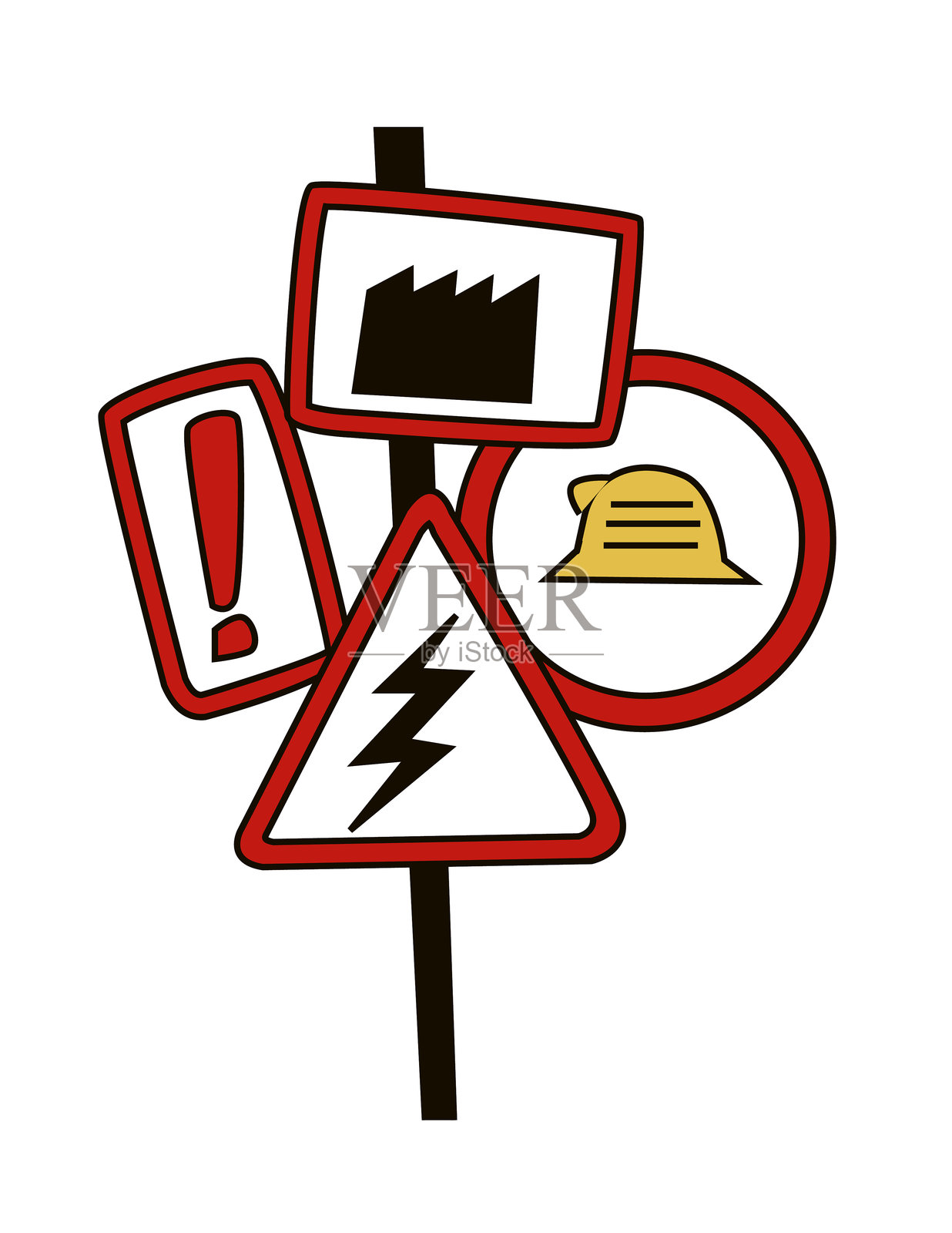 行业警告标志插画图片素材