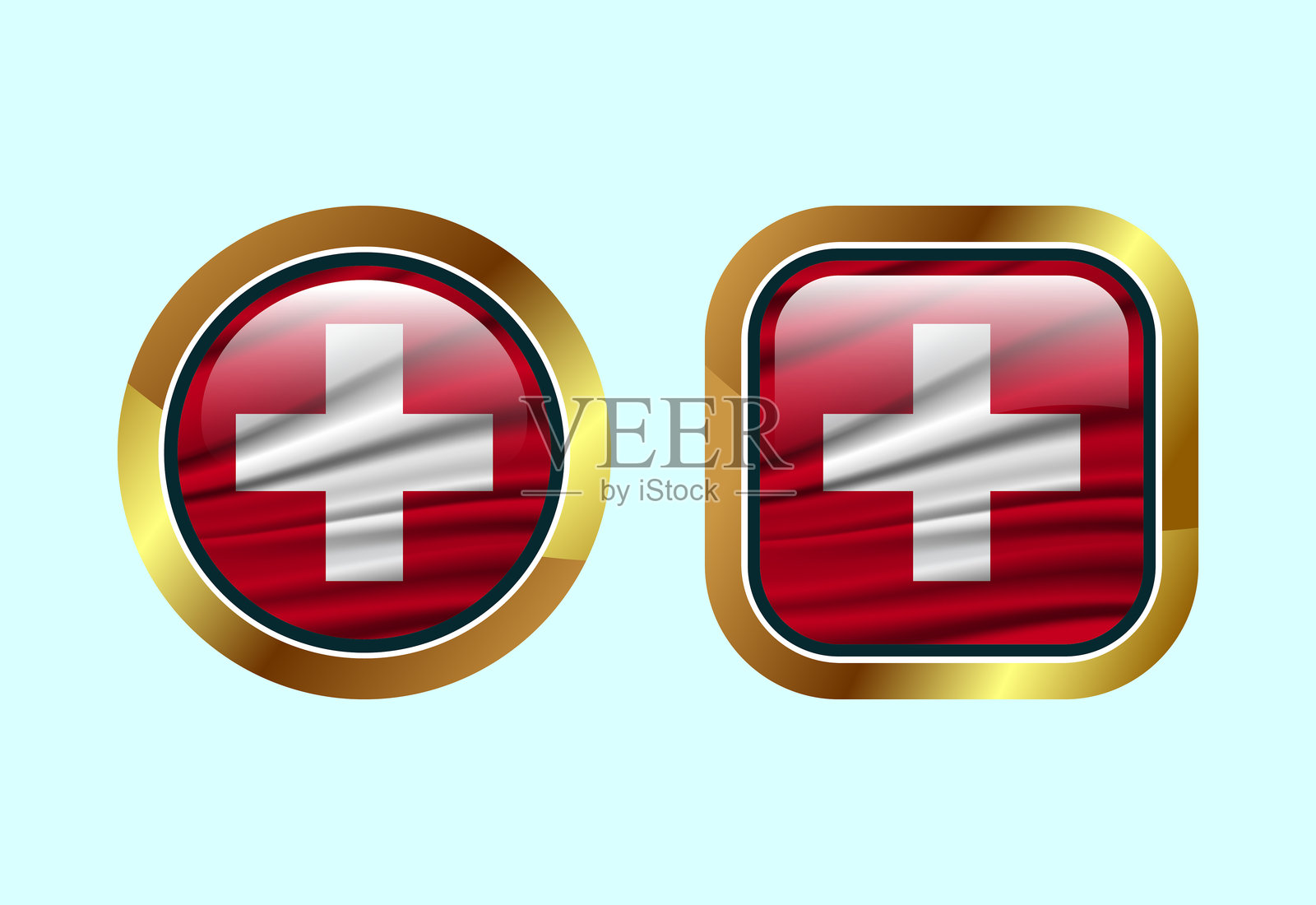 瑞士光泽旗帜按钮,高质量网页按钮设计插画图片素材