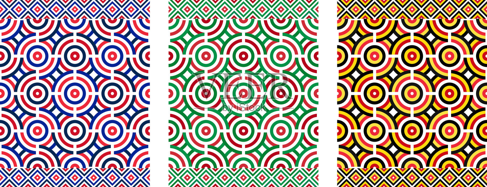 法国、意大利和比利时图案。曼荼罗背景集。装饰用几何纹理。矢量插图。插画图片素材