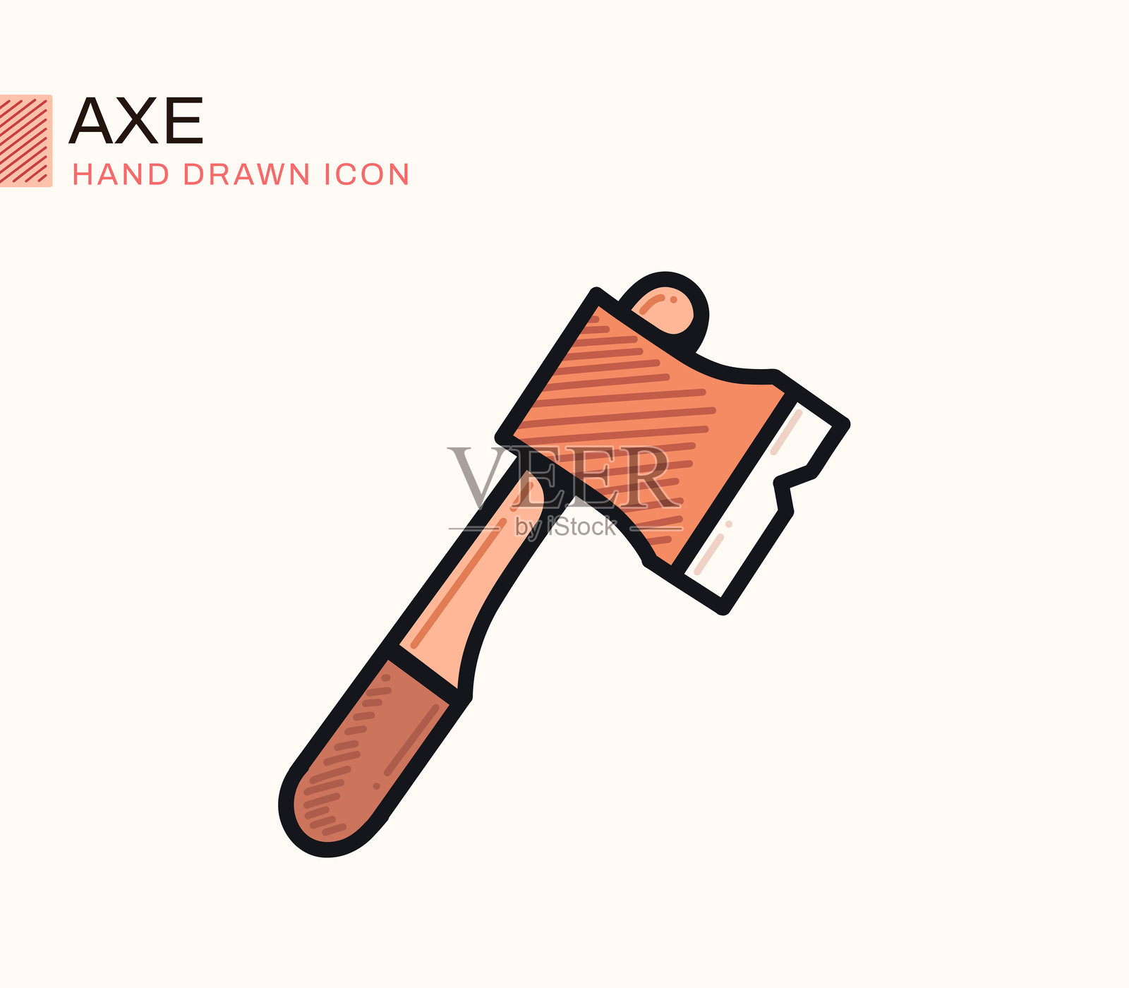 斧头扁平设计线性图标插画图片素材