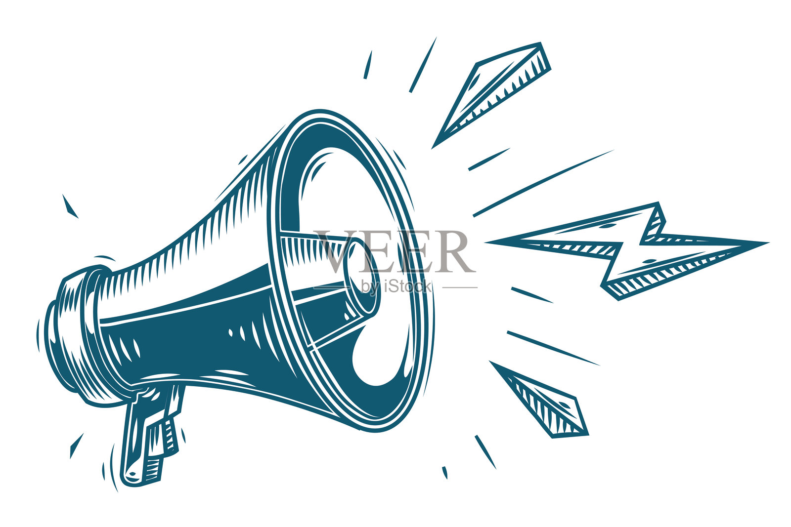 单色广告牌上的呼喊扩音器插画图片素材