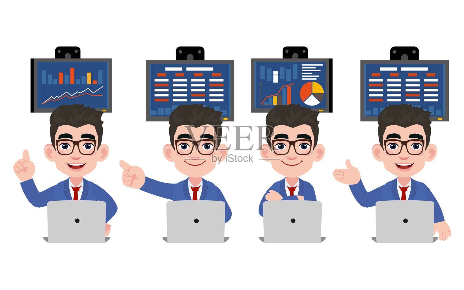 股市概念与人们插画图片素材