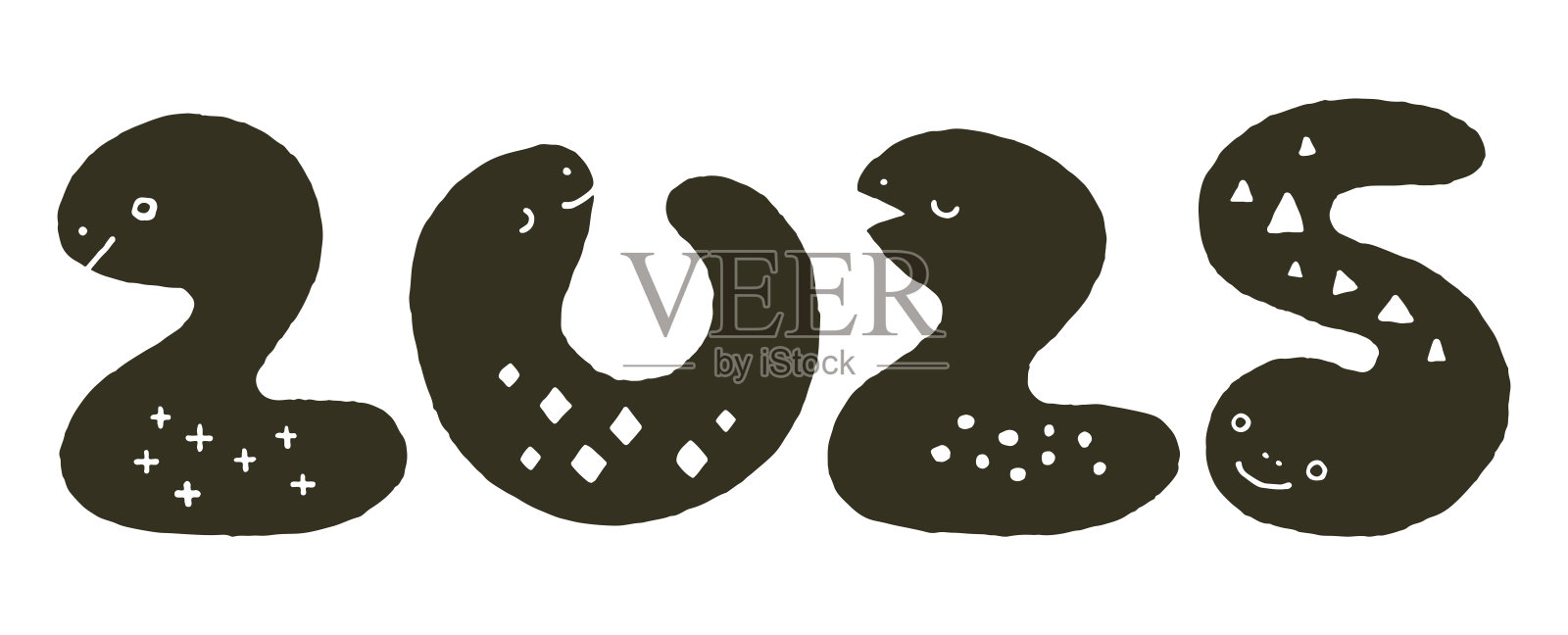 2025 可爱蛇年新年贺卡素材插画图片素材