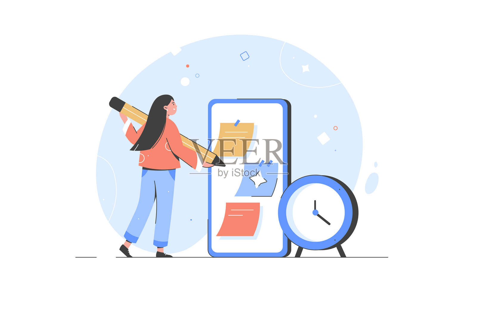 时间管理:人物组织日程、规划日历,完成工作任务插画图片素材