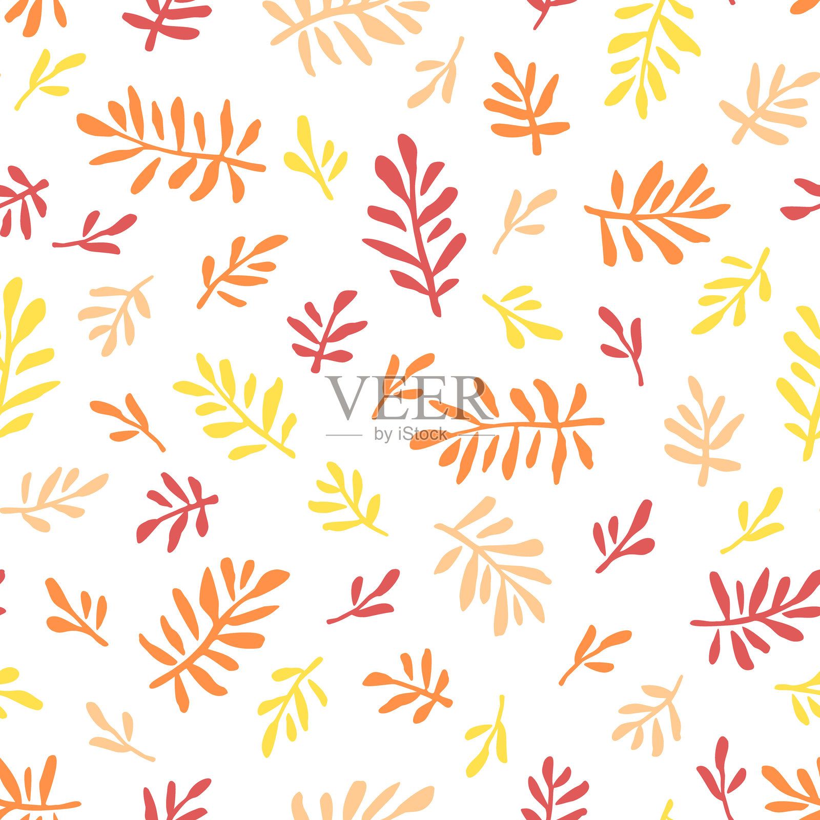 热带植物枝叶的无缝矢量图案。可爱的植物设计适用于包装纸、纺织品、墙纸和背景。插画图片素材