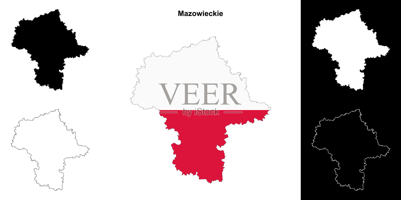 马佐维亚省轮廓地图集插画图片素材