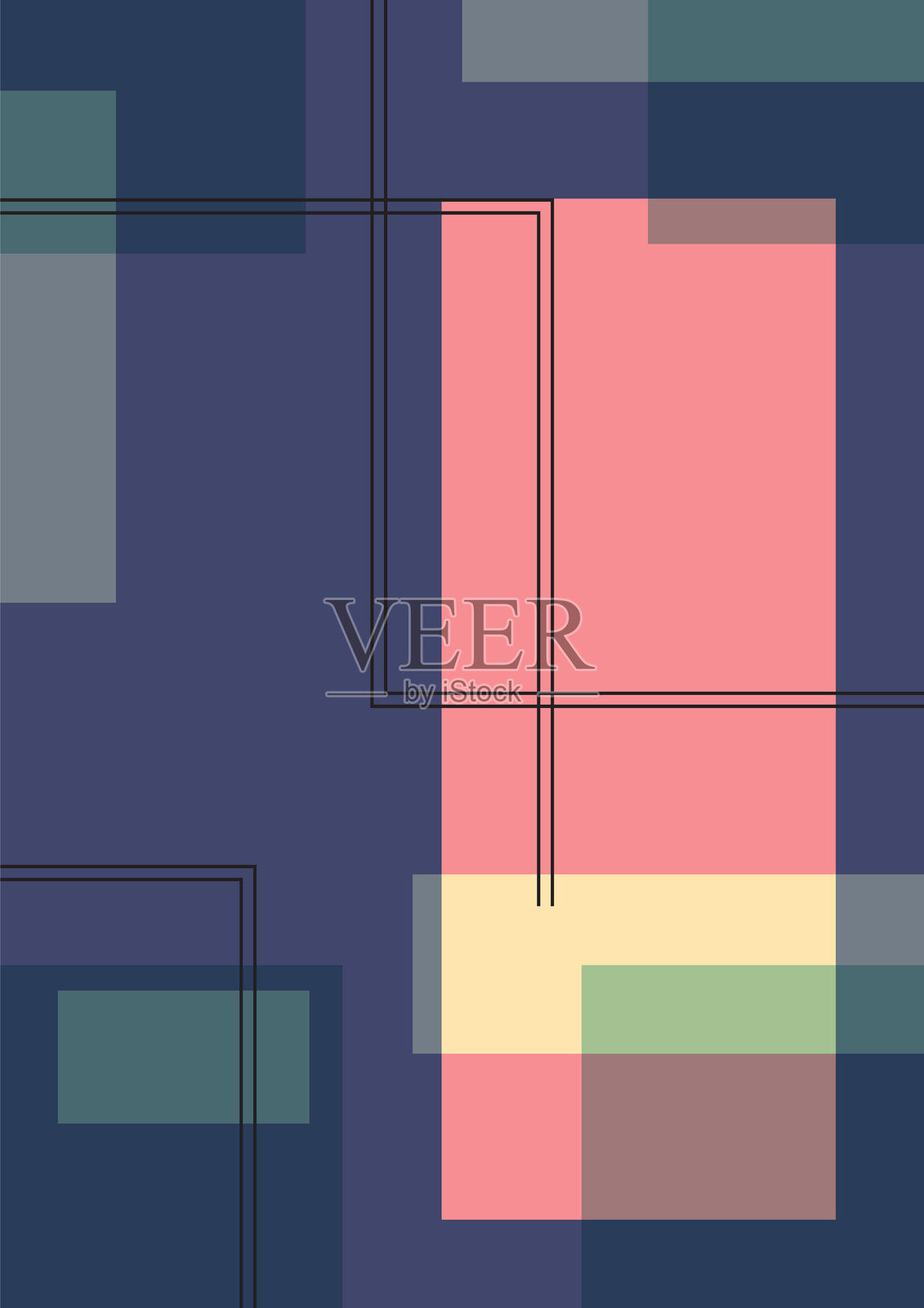 色彩丰富的美学几何背景。适用于社交媒体的极简海报,封面设计。插画图片素材