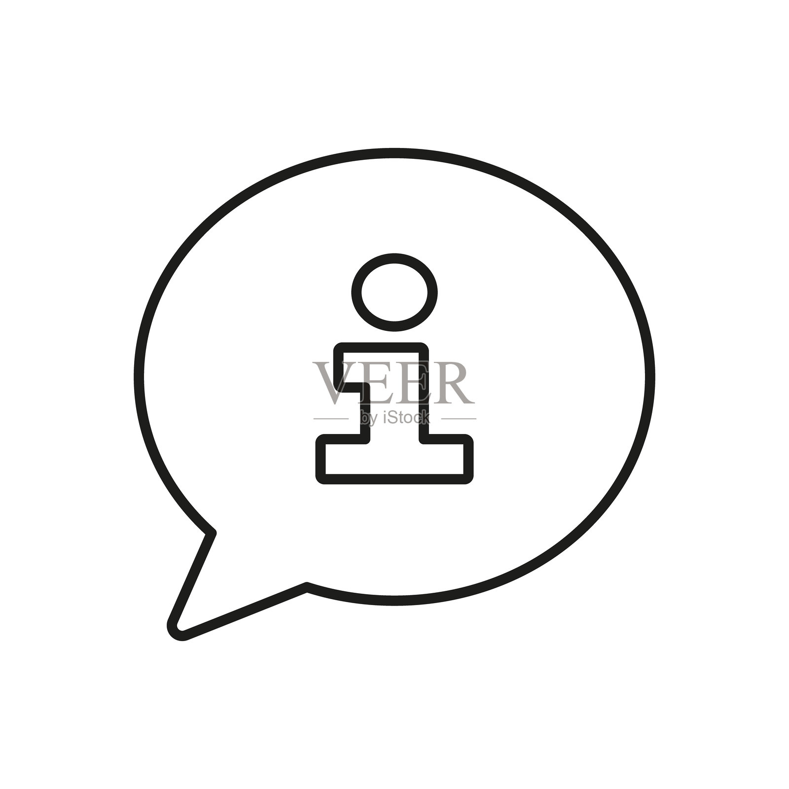 信息标志在对话气泡中的线条图标。客户支持轮廓符号。沟通与帮助。在线帮助概念。可编辑的线条。孤立的矢量插图。插画图片素材