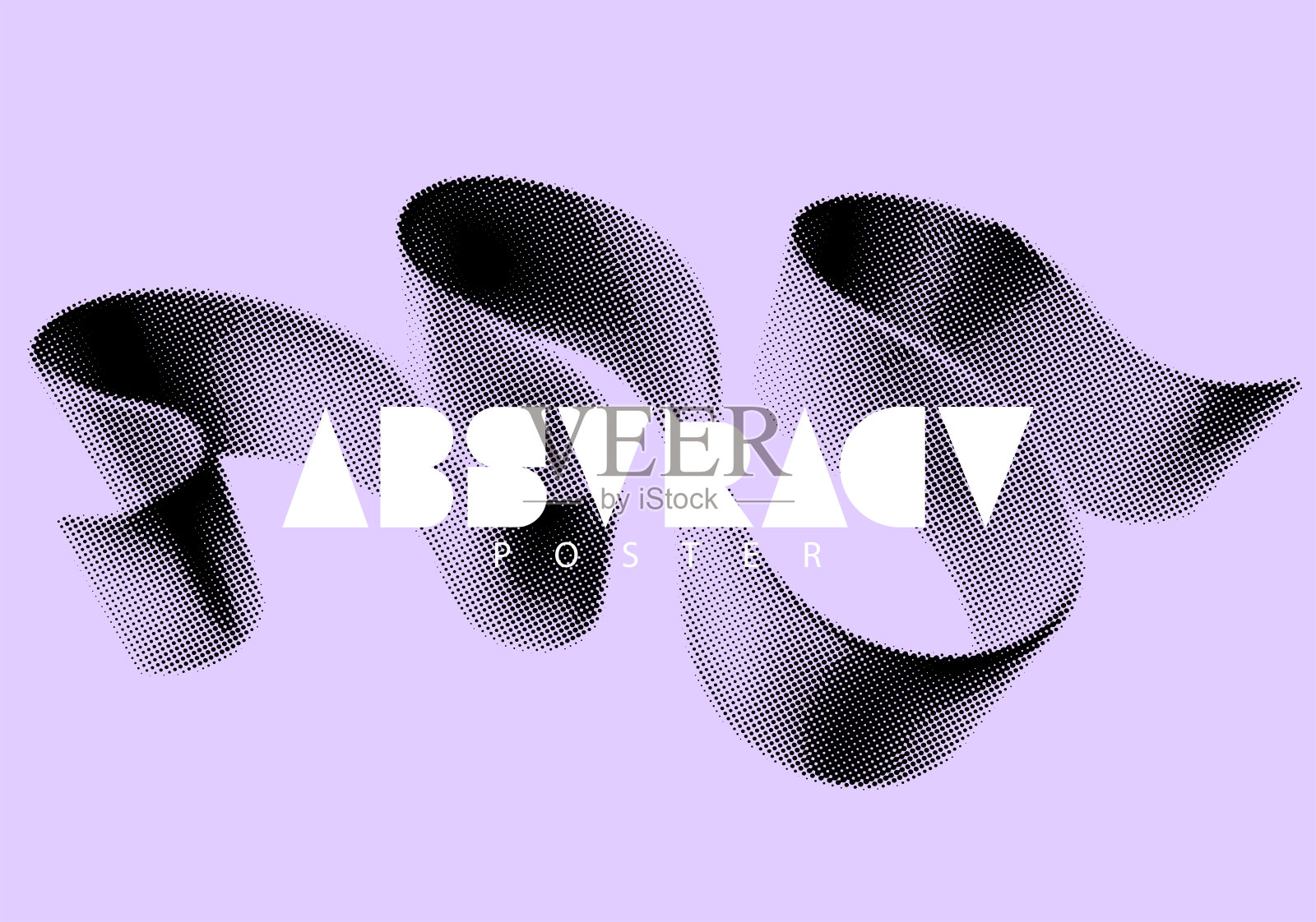 单色丝带与半色调效果。插画图片素材