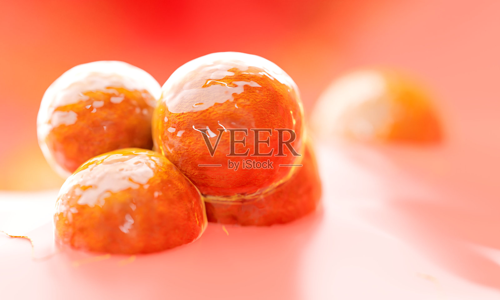 橘棕色脂肪细胞簇的显微特写,3D渲染照片摄影图片