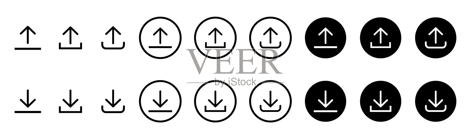 下载和上传图标。下载图标文件。软件下载图标。网页图标集。图标集合。矢量插图。插画图片素材