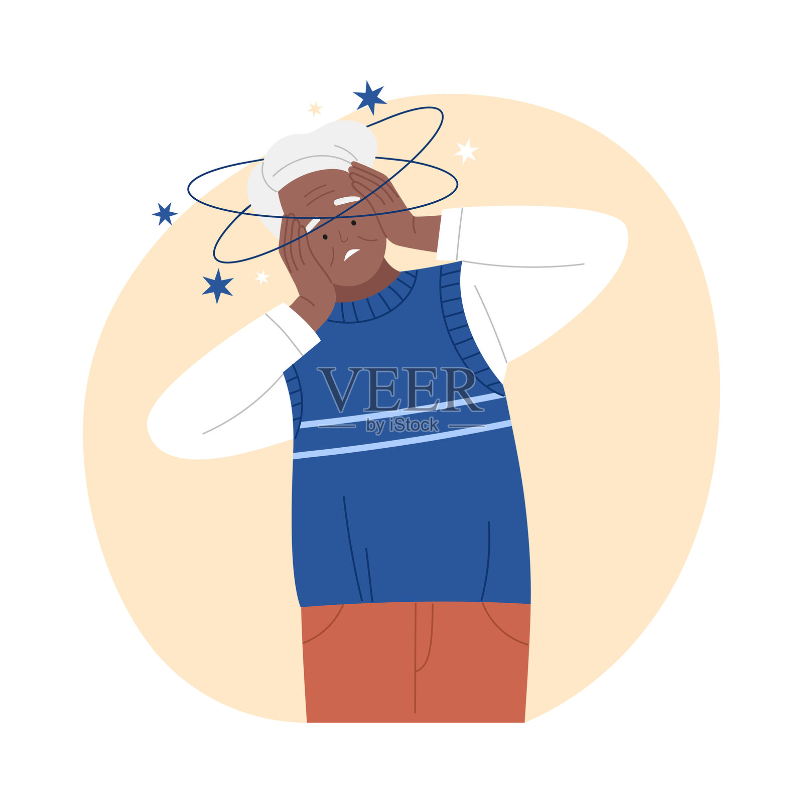 老年男性感到头晕或困惑,作为一个重要问题照片摄影图片