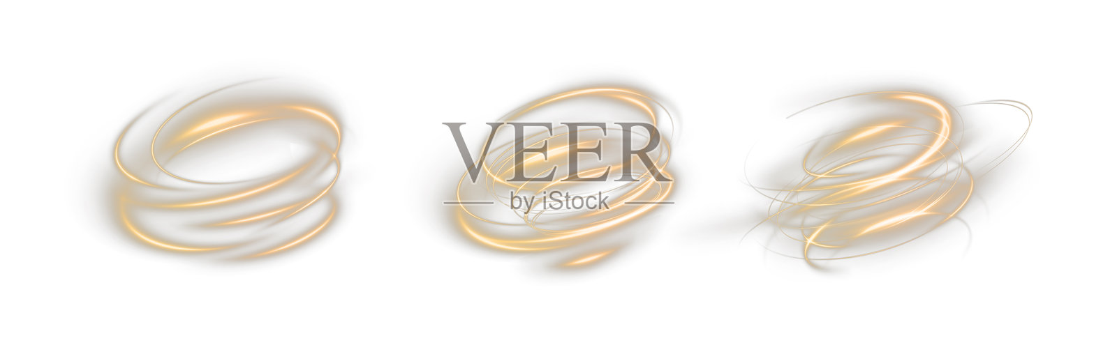金色弯曲光线,绳索,胶带。光滑的节日金色线条与光效。金色旋转光线。金色线条的曲线光效。插画图片素材
