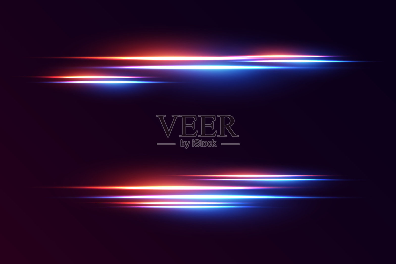 带有光晕效果的霓虹光速线条。矢量插图插画图片素材