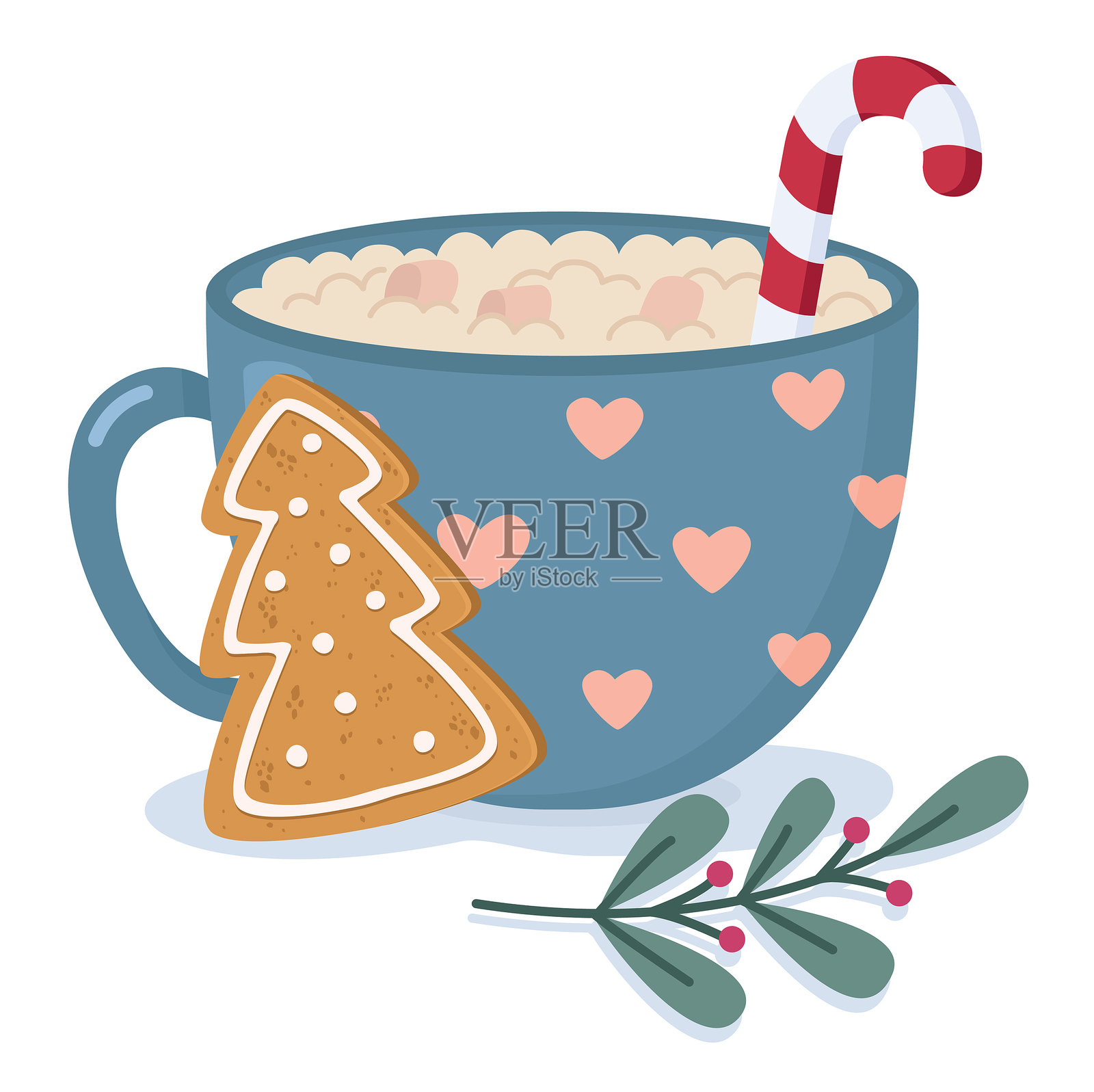 热可可或咖啡与姜饼的插图插画图片素材