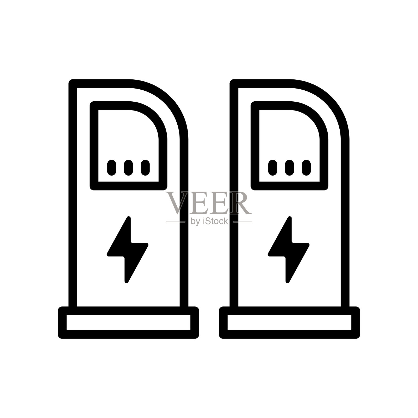 电动汽车充电桩简笔画插画图片素材