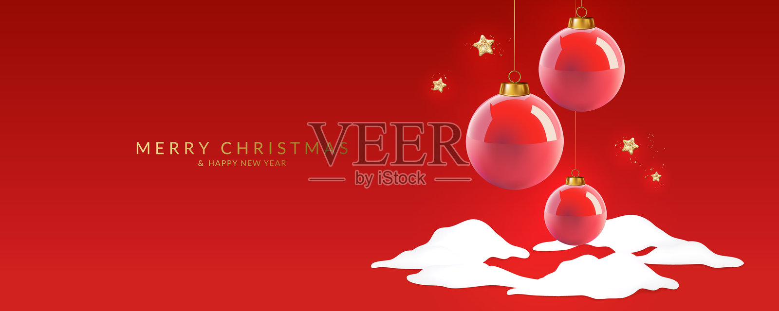 圣诞节和新年贺卡,配有雪花球。插画图片素材