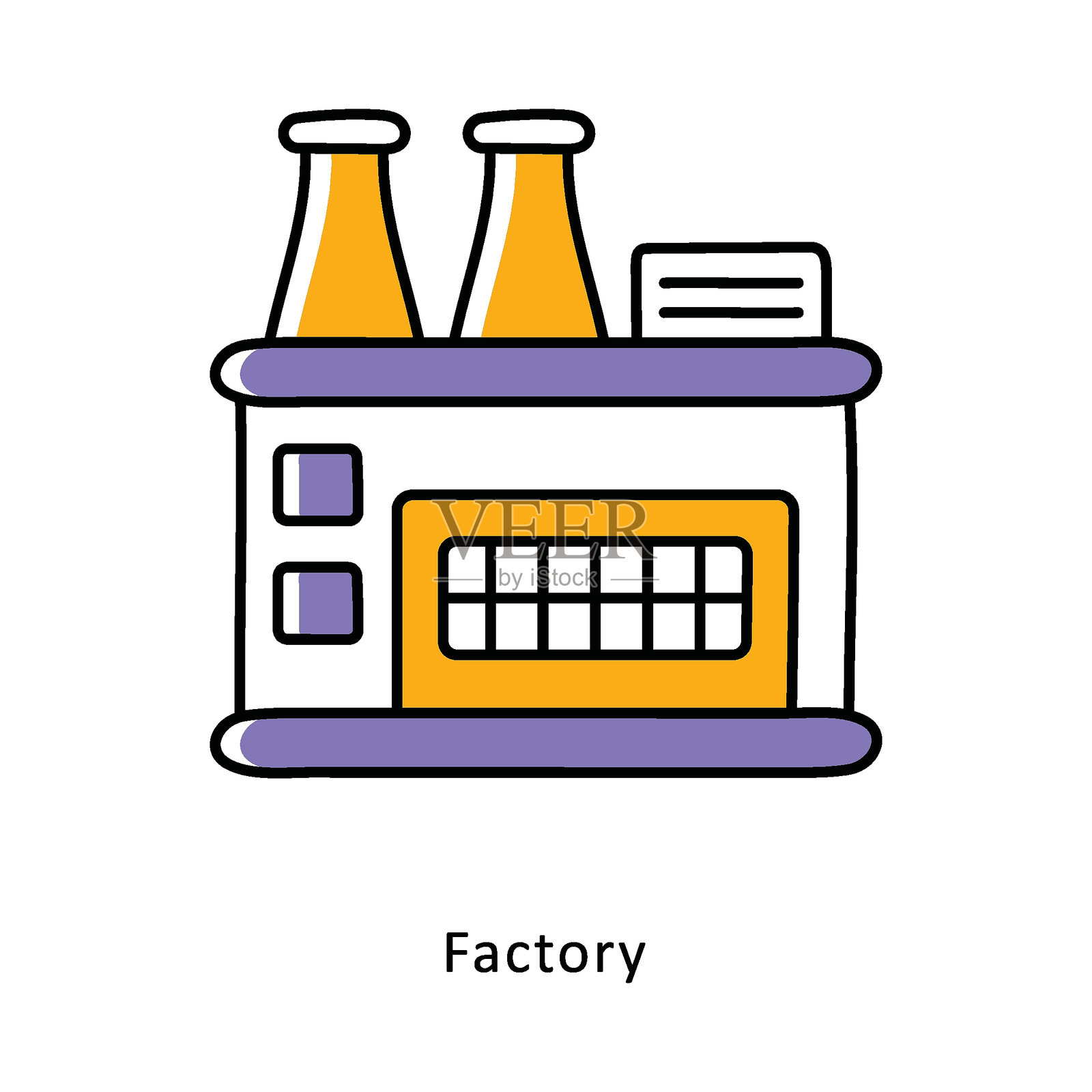 工厂出售的填充轮廓等距插图。EPS文件插图插画图片素材