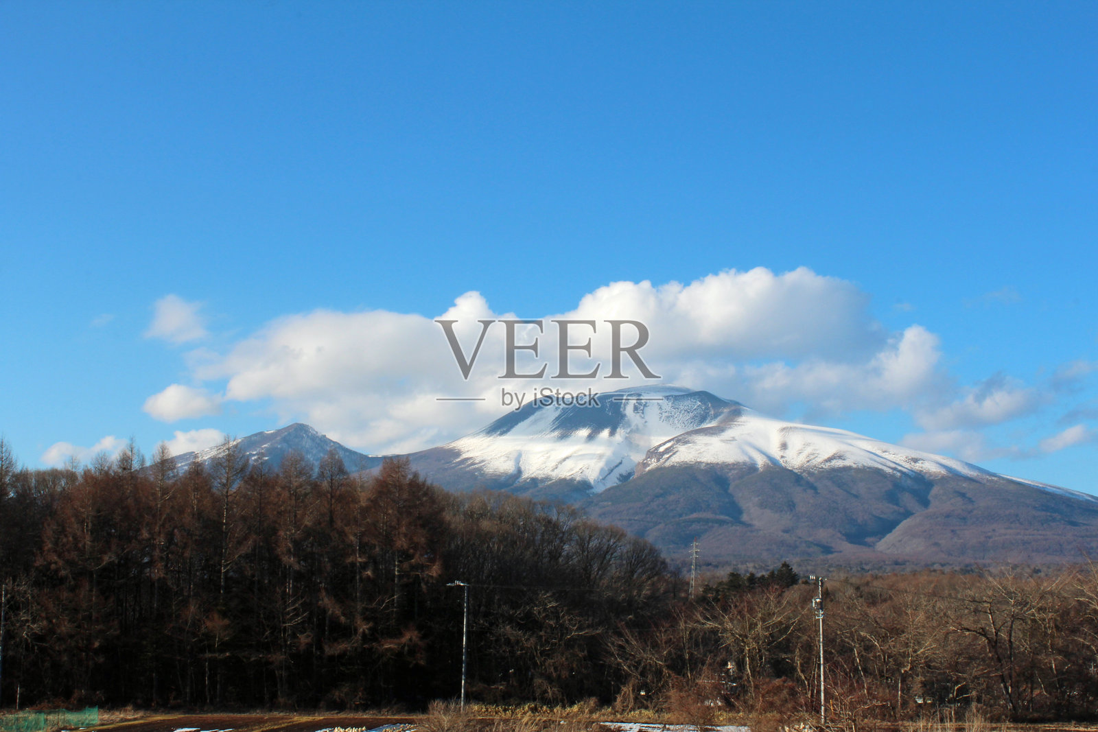 冬季的浅间山,从中轻井泽拍摄照片摄影图片