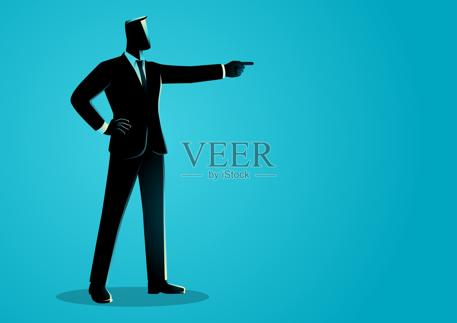 商人剪影姿势指着手指,英俊潇洒插画图片素材