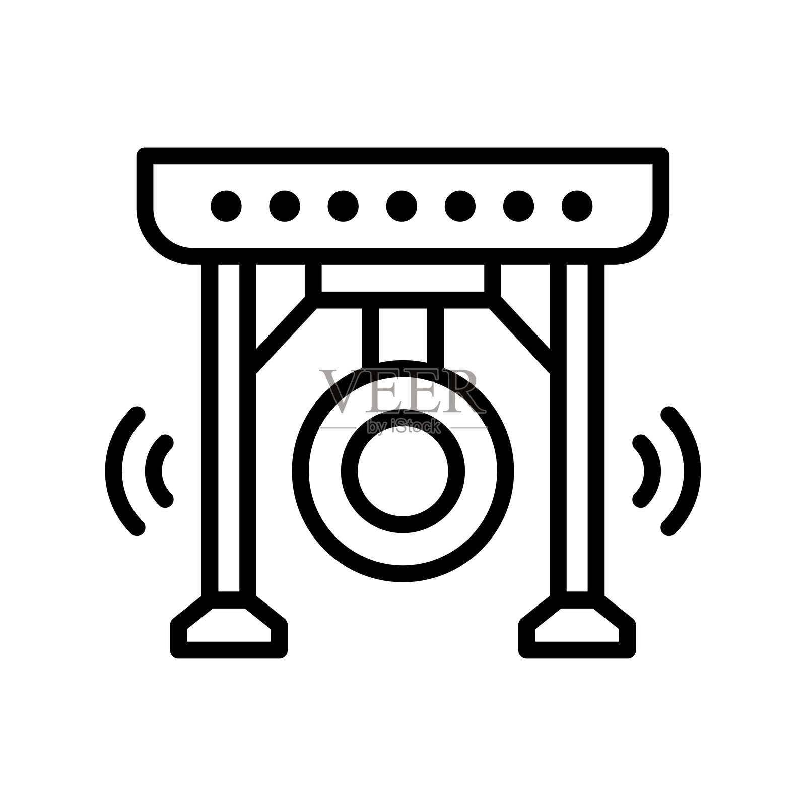 一幅简单的线条画,描绘了佛教锣。插画图片素材