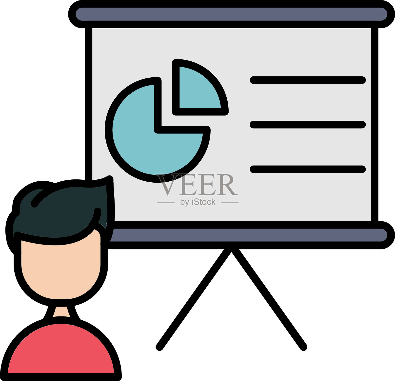 商务演示线条填充图标设计插画图片素材