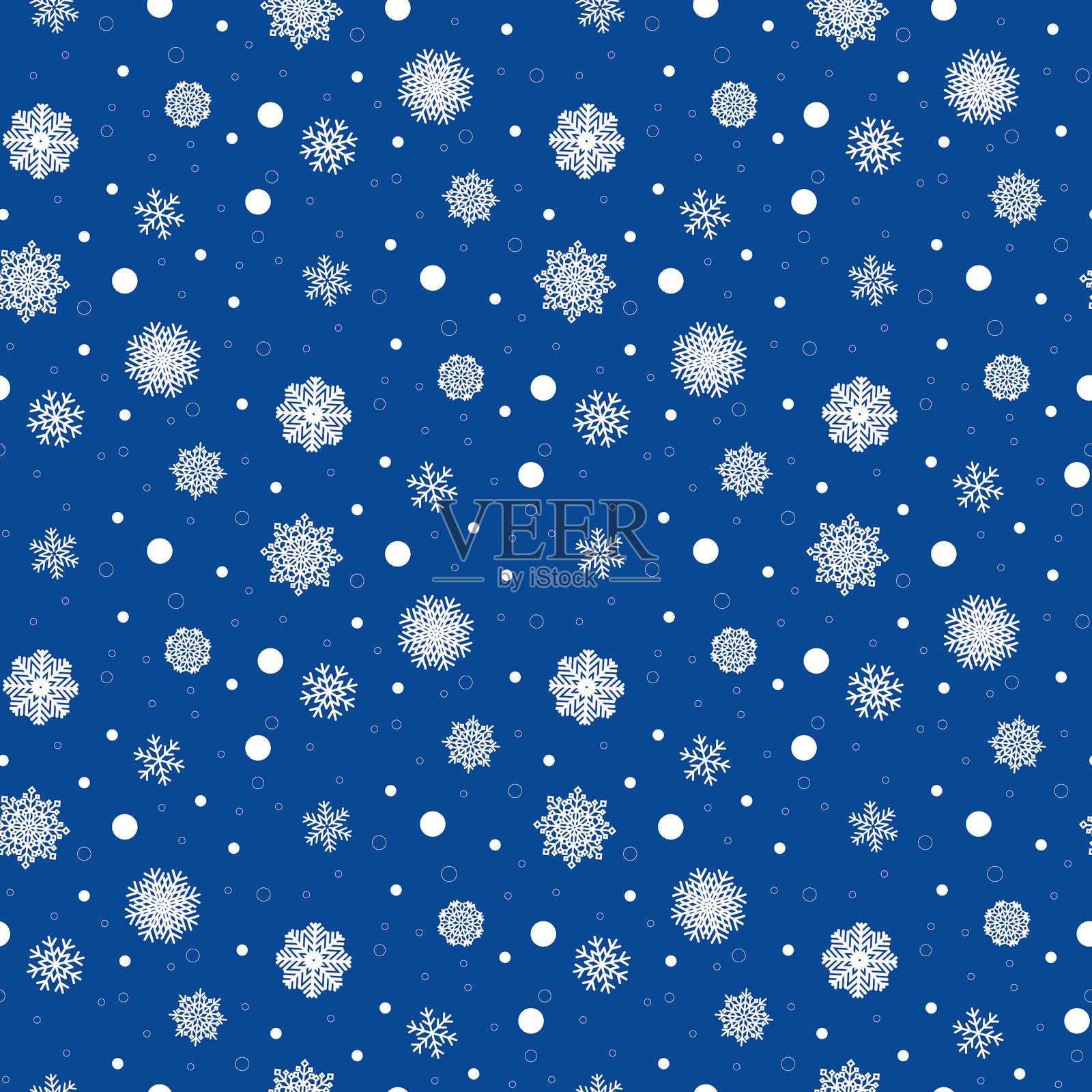 彩色包装纸上的白色雪花。插画图片素材