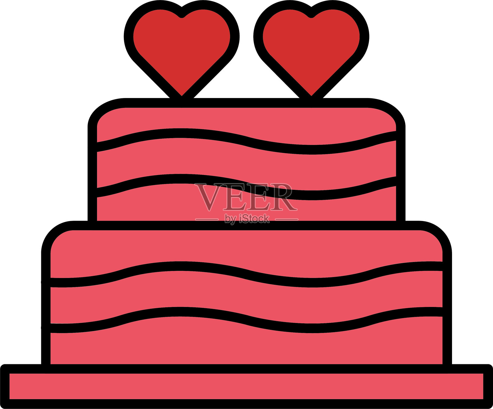 婚礼蛋糕线条填充图标设计插画图片素材
