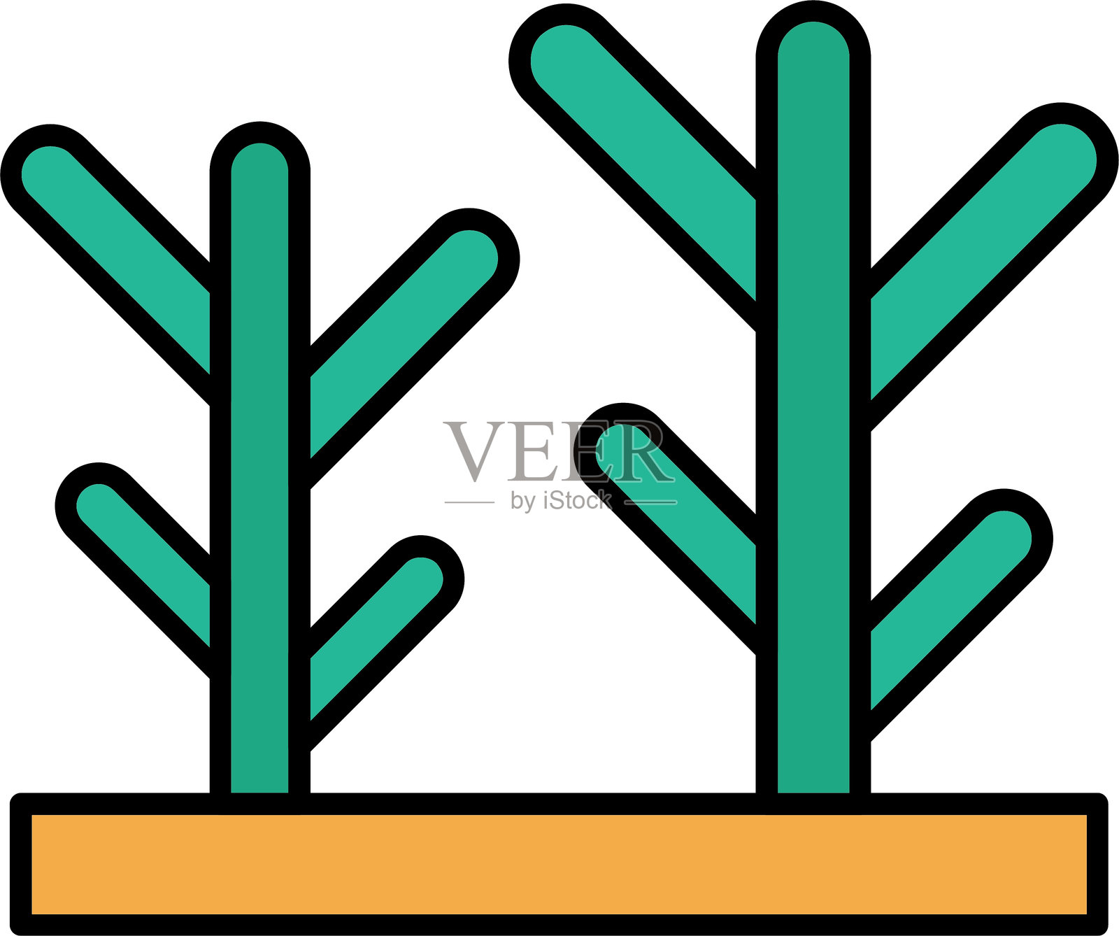 珊瑚线条填充图标设计插画图片素材